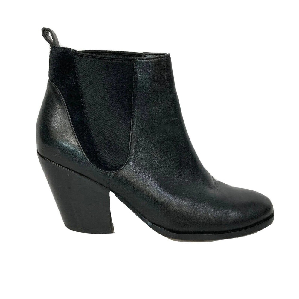 Cole Haan Grand OS Boots‎ Womens Sz 8 Black Leather Chelsea Ankle Block Heel
